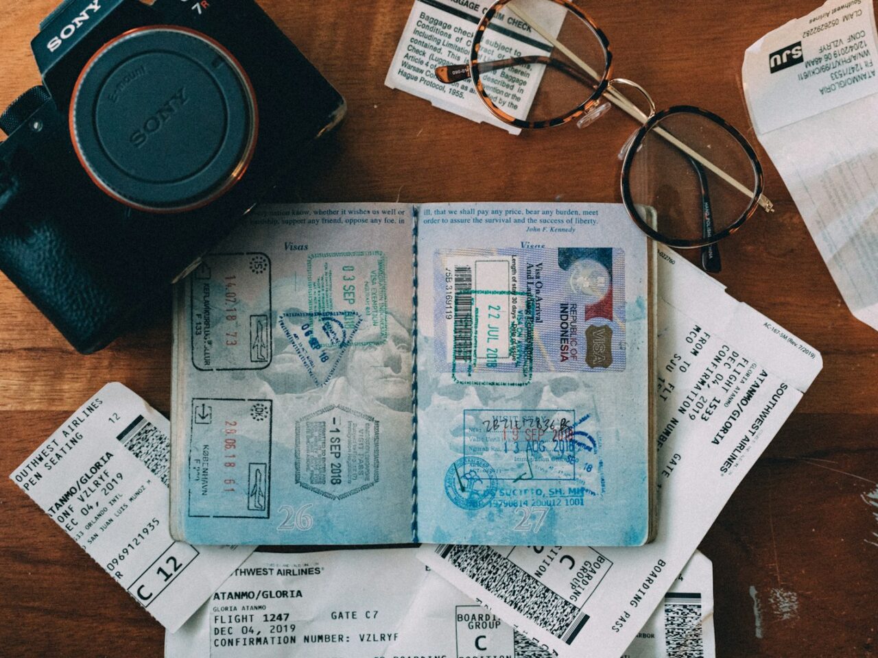 white and blue identification card
